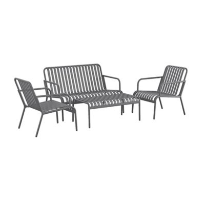 Novogratz Poolside Gossip, Ola 4 pc. All Steel Conversation Set, Charcoal