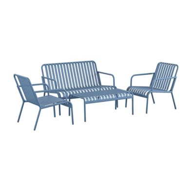 Novogratz Poolside Gossip, Ola 4 pc. All Steel Conversation Set, French Blue