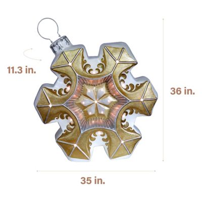 Image showing  Vintage Snowflake Ornament Statue with LED Lights
