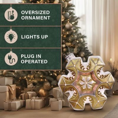Image showing  Vintage Snowflake Ornament Statue with LED Lights