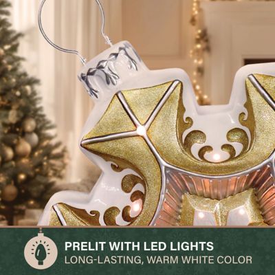 Image showing  Vintage Snowflake Ornament Statue with LED Lights