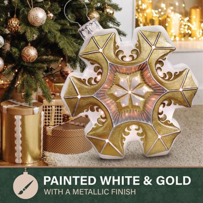 Image showing  Vintage Snowflake Ornament Statue with LED Lights