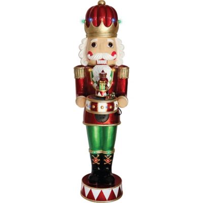 Fraser Hill Farm Metallic Nutcracker Statue with LED Lights and Music, 4 ft.