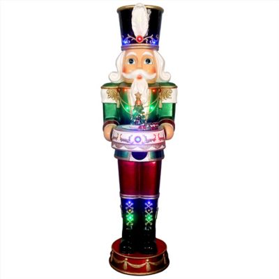 Fraser Hill Farm Metallic Nutcracker Statue with LED Lights and Music, 48 ft.