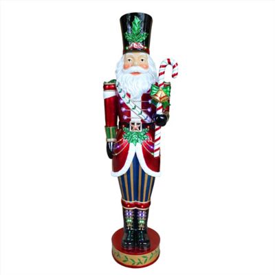 Fraser Hill Farm Metallic Santa Nutcracker Statue with LED Lights