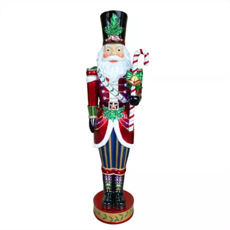 Fraser Hill Farm Metal Santa Nutcracker Statue with LED Lights Christmas Statues