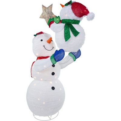 Fraser Hill Farm Prelit Tinsel Snowman Decoration with LED Lights