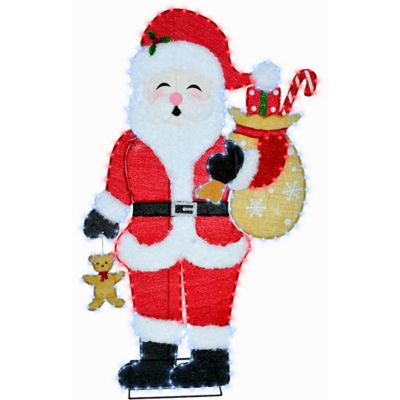 Fraser Hill Farm Prelit Tinsel Santa Claus Decoration with LED Lights