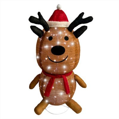 Fraser Hill Farm Prelit Collapsible Tinsel Reindeer Indoor or Outdoor Decoration