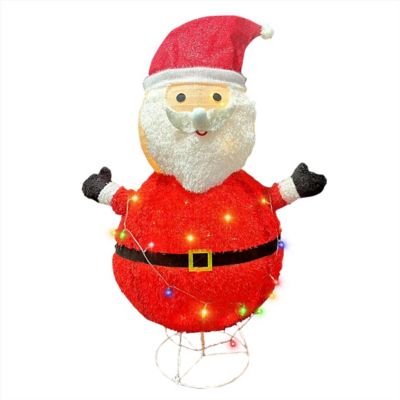 Fraser Hill Farm Prelit Collapsible Tinsel Santa Indoor or Outdoor Decoration