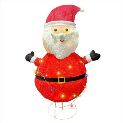 Fraser Hill Farm Prelit Collapsible Tinsel Santa Indoor or Outdoor Decoration