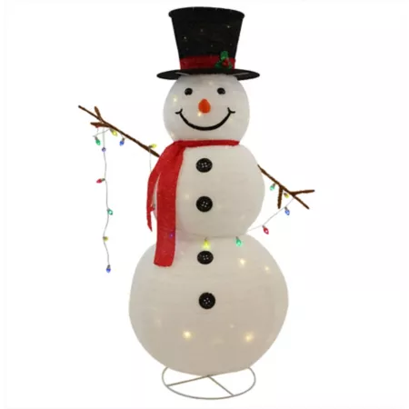 Fraser Hill Farm Foldable Lighted Snowman Outdoor Decoration Christmas Statues