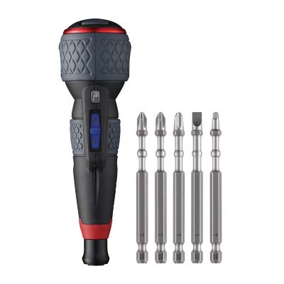 Image showing  Ball Grip Rechargeable Screwdriver 3 Adjustable Speed with 5 pc. Bit Set