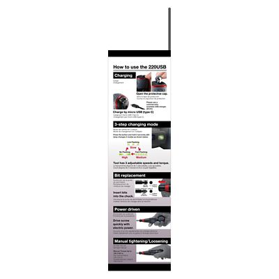 Image showing 5 th VESSEL Ball Grip Rechargeable Screwdriver 3 Adjustable Speed with 5 pc. Bit Set