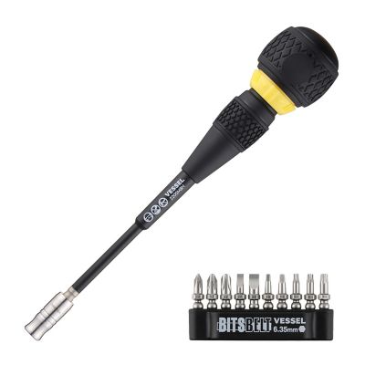 VESSEL Ball Grip Interchangeable Ratchet Screwdriver 10 pc. Bit Set