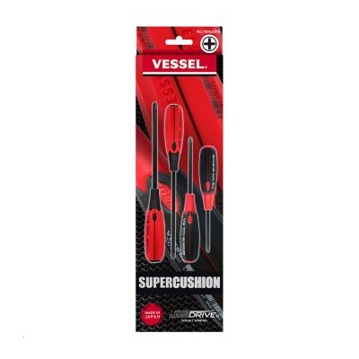 VESSEL Super Cushion JIS Screwdriver, 4 pc. Set