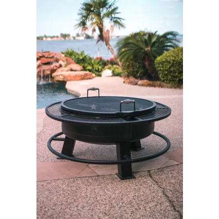 Old Country BBQ Pits 36" Texas Star Fire Pit with Swivel Cooking Grate Fire Pits