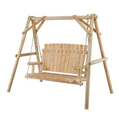 Red Shed 2-Person A-Frame Log Swing, 450 lb. Weight Capacity, Light Color