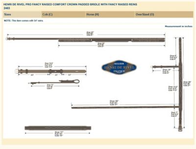 Image showing  Pro Fancy Raised Comfort Crown Padded Bridle With Fancy Raised Reins