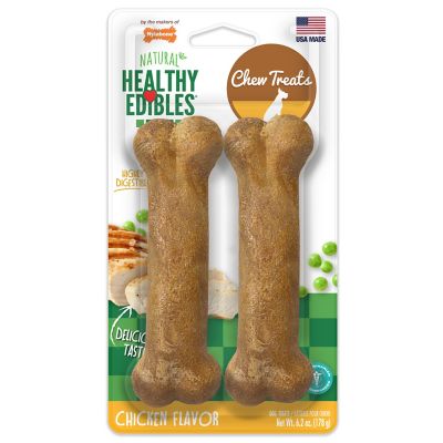 Nylabone Healthy Edibles All-Natural Long-Lasting Medium/Wolf Chicken Flavor Dog Chew Treats, 2 ct.