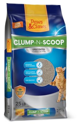 Paws & Claws Clump-N-Scoop Scoopable Unscented Clumping Clay Cat Litter, 25 lb. Bag