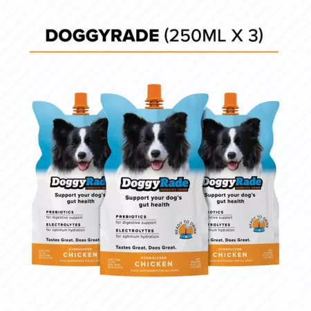 DoggyRade Chicken Prebiotic Drink 3 x 8.4 fl ounces. Dog Digestion Supplements