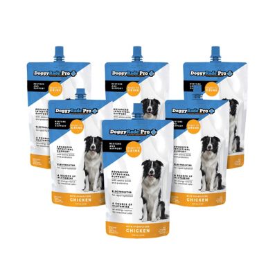 DoggyRade Pro Prebiotic Drink for Intestinal Support, Chicken Flavor, 6 x 16.9 fl oz pouches