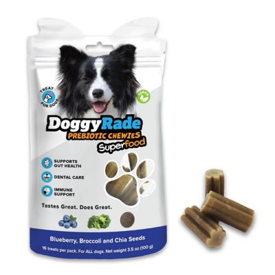 DoggyRade Prebiotic Superfood Chews Blueberrry Broccoli Chia Seeds, 3.5 oz.