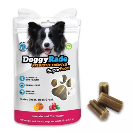 DoggyRade Superfood Prebiotic Chews Pumpkin Cranberry 3.5 oz. Dog Digestion Supplements