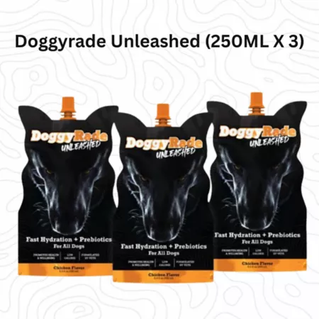 DoggyRade Unleashed Hydration + Prebiotic Sports Drink for Dogs 3 x 8.4 fl ounces. Dog Digestion Supplements