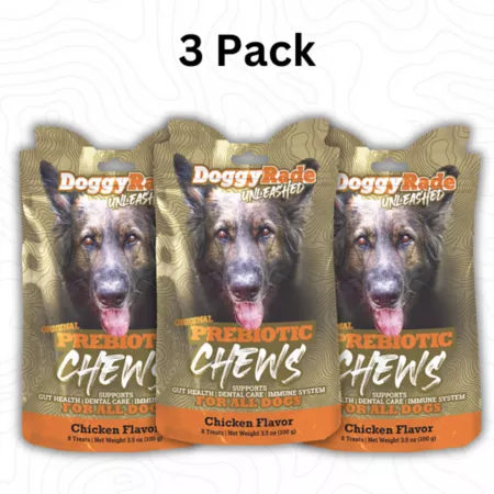 DoggyRade Unleashed Chicken Prebiotic Chew 3 x 3.5 oz. Dog Digestion Supplements