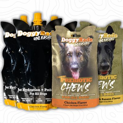 DoggyRade Unleashed Hydration + Prebiotic Sport Drink and Chew Bundle, 3 x 8.4 2 x 3.5 oz.