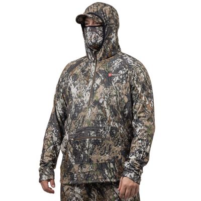 Image showing  Mens Shelton Mid Weight 1/2 Zip Hoodie with Facemask, Grid Fleece