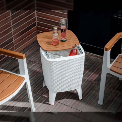 MQ Cooler Table, White Teak Brown