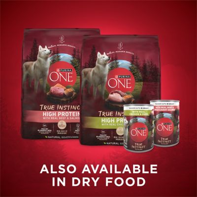 Image showing 8 th Purina ONE True Instinct Tender Cuts in Gravy Real Chicken and Duck & Beef and Salmon Variety Pack Wet Dog Food, 13 oz., 12 ct.