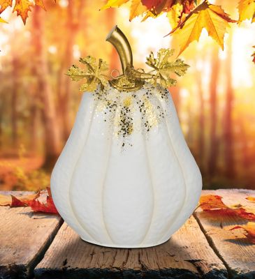 Image showing  Indoor/Outdoor Gilded Pumpkin Decor, White
