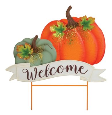 Regal Art & Gift Gilded Welcome Pumpkin Stake