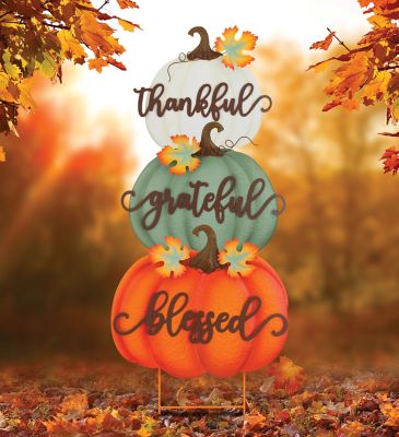 Image showing  Harvest Pumpkin Stakes, 3-Pack