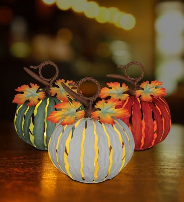 Image showing  3 pc. Indoor/Outdoor LED Pumpkin Decor Set, Small, Multi