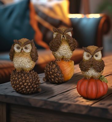 Image showing  Harvest Owl Decor Set 3, 13719