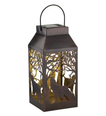 Regal Art & Gift Shadow Solar Lantern Square Wolf