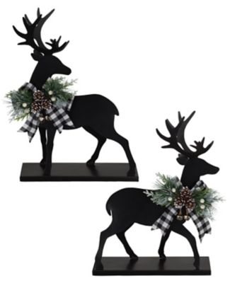 Regal Art & Gift Buffalo Plaid Deer Decor, Set 2, 13755