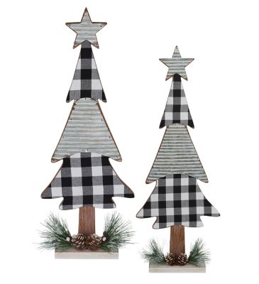 Regal Art & Gift Buffalo Plaid Tree Decor, Set 2, 13756