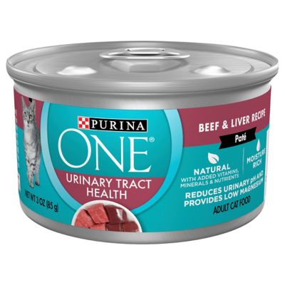 Purina ONE Urinary Tract Health, Natural Pate Wet Cat Food, Urinary Tract Health Beef & Liver Recipe - 3 oz. Pull-Top Can