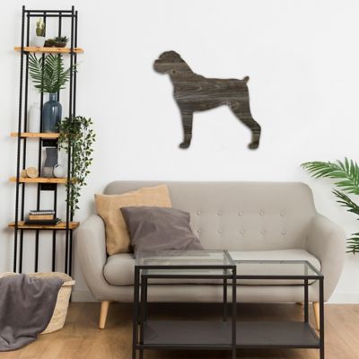 Image showing  Rustic Farmhouse 24 in. Boxer Cutout Reclaimed Wood Silhouette