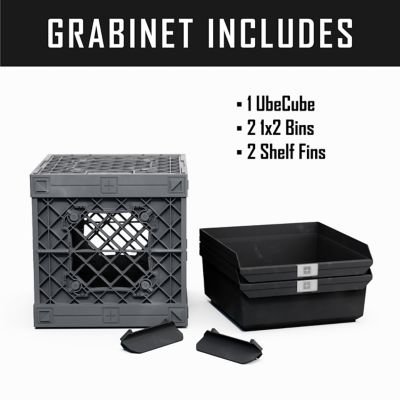 Image showing  Grabinet 1 x 2 Crate with Storage Bins, 210012-GBK-GY-BK