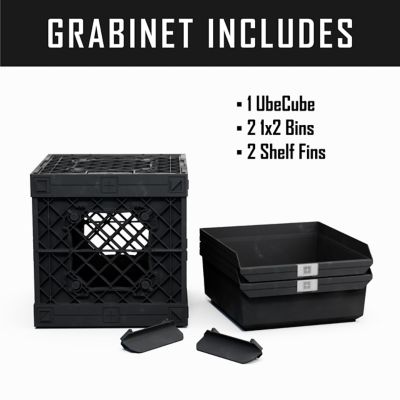 Image showing  Grabinet 1 x 2 Crate with Storage Bins, 210012-GBK-BK-BK