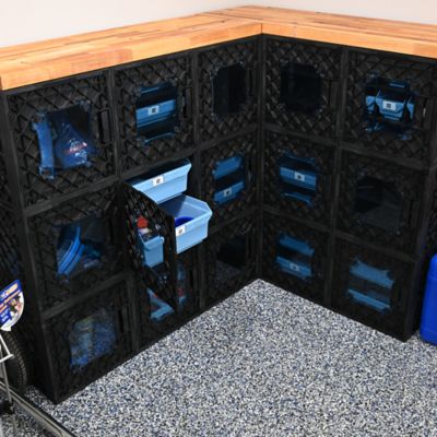 Image showing 7 th UbeCube Grabinet 1 x 2 Crate with Storage Bins, 210012-GBK-BK-BK