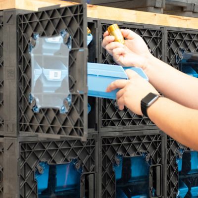 Image showing 9 th UbeCube Grabinet 1 x 2 Crate with Storage Bins, 210012-GBK-BK-BK