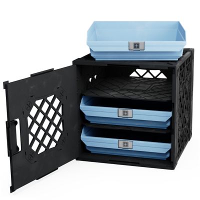 UbeCube Grabinet 1 x 3 Crate with Storage Bins, 210013-GBK-BK-SB